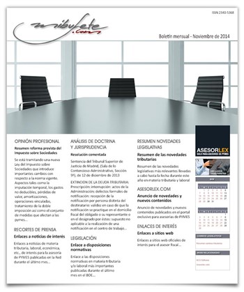 Boletín mensual noviembre 2014