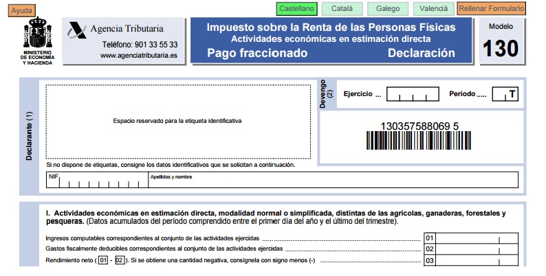 Modelo 130: pago fraccionado a cuenta del IRPF