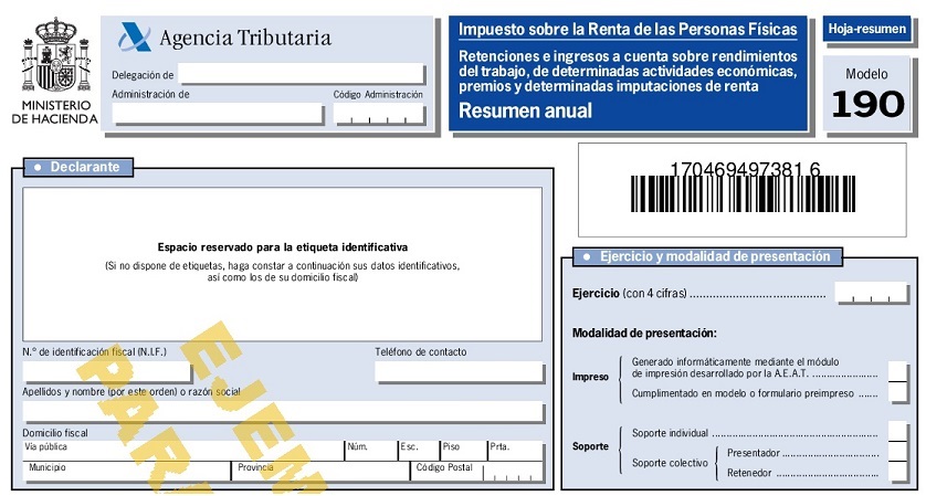 Modelo 190: Resumen anual retenciones