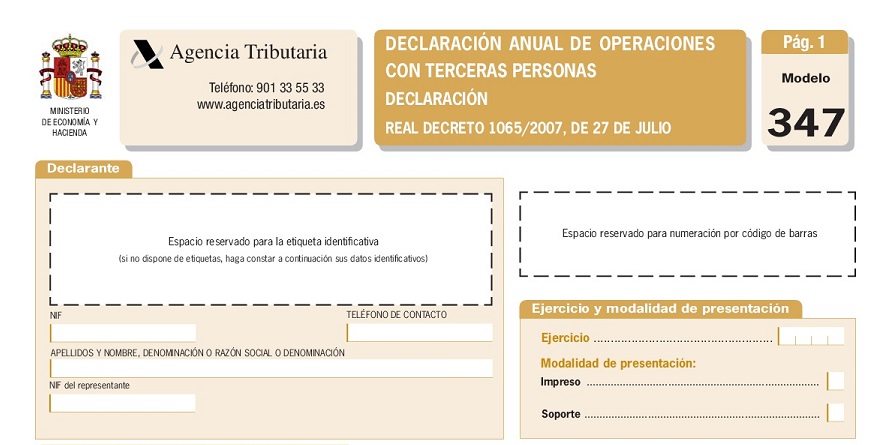 Modelo 347: declaracin de operaciones con terceros