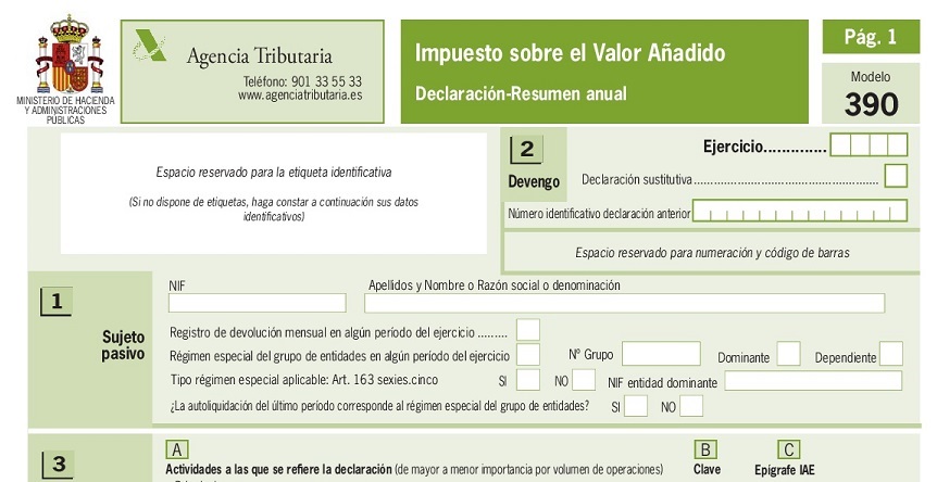 Modelo 390: Resumen anual de IVA